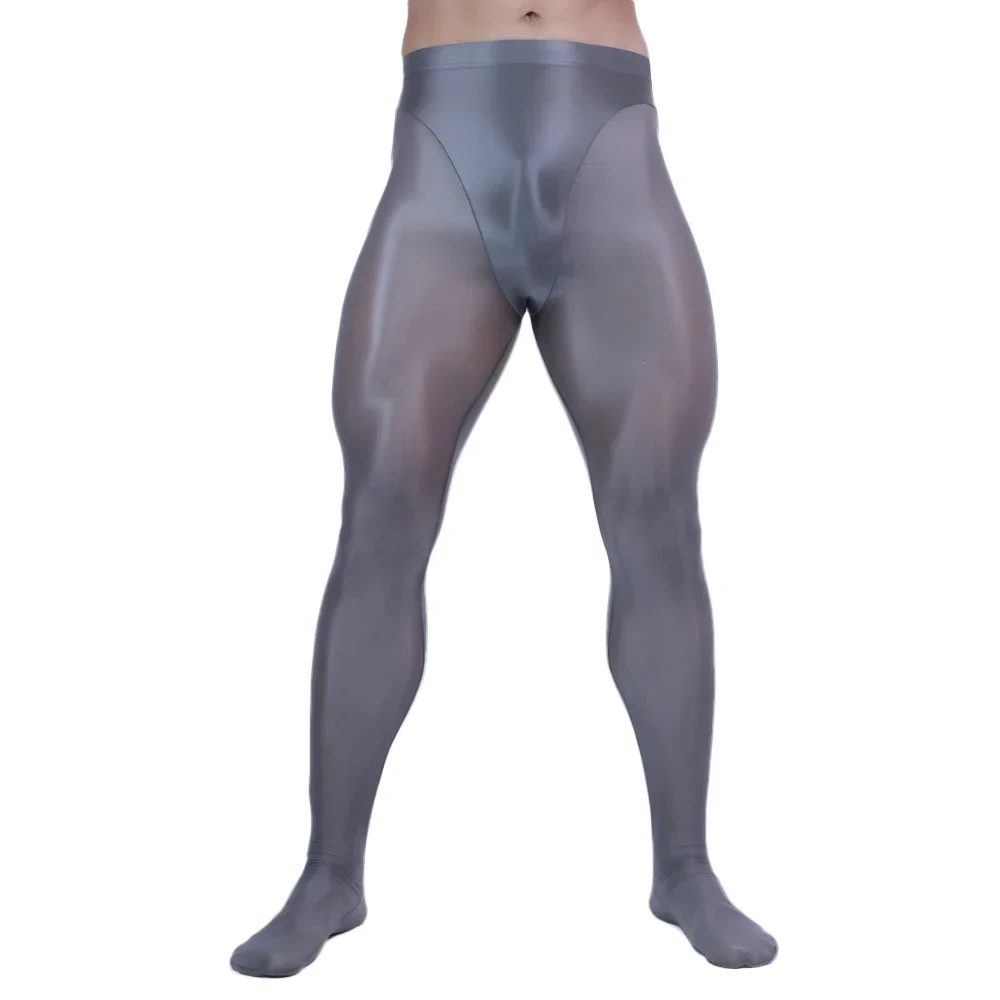 Men's Summer Pants Oil Glossy Shiny Tights Pencil Pants Sheer See Through Unisex Elastic Yoga Leggings Stain Smooth Full Pants