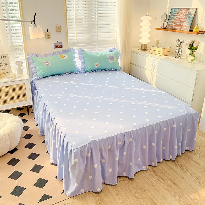 Korean Style Bedding Sets Boys Girls Queen King Size Duvet Cover Bed Skirt Pillowcase 4pcs Sets Kids Adults Fashion Home Textile