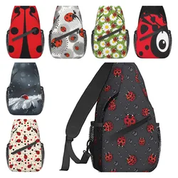 Ladybug Rain Sling Backpack Chest Bag Crossbody Shoulder Bag Gym Cycling Travel Hiking Daypack for Men Women Casual Unisex