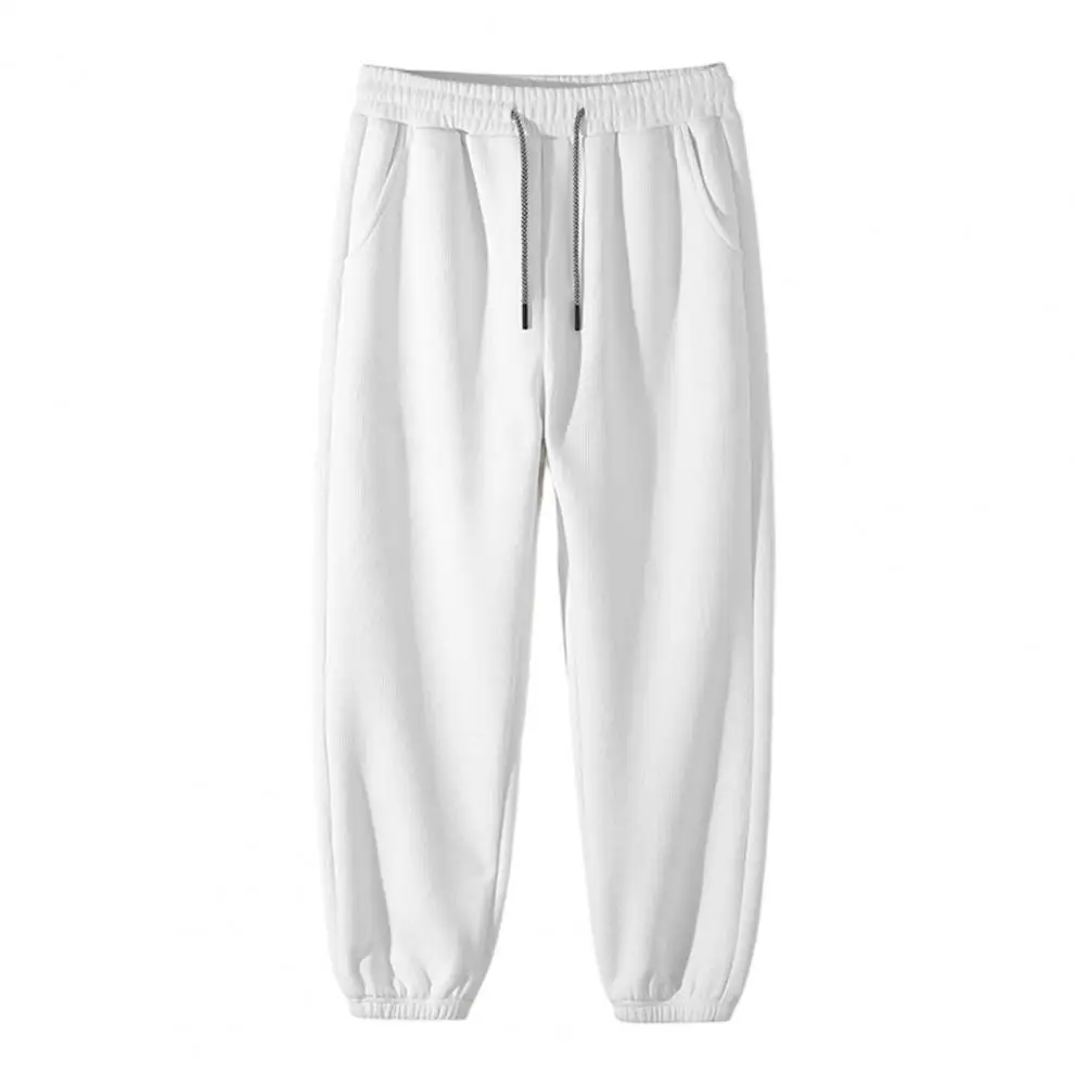 Herren hose gemütliche Plüsch Herren Winter hose mit elastischer Taille Kordel zug weiche warme Jogging hose mit knöchel gebänderten Taschen für den Herbst