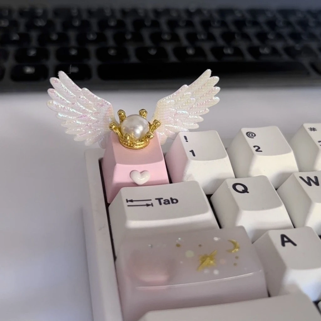 اليدوية DIY مخصص Keycap لطيف أجنحة الملاك كيكابس ل قبعات لوحة المفاتيح الميكانيكية الراتنج الحرفي مفتاح قبعات الهدايا