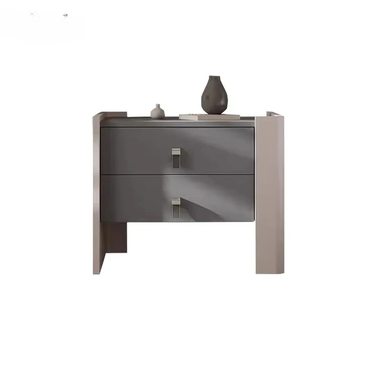 Leather With Wooden Frame Modern Luxury Hotel Nightstand Villa Bedroom Apartment Durable Storage Bedside Cabinet