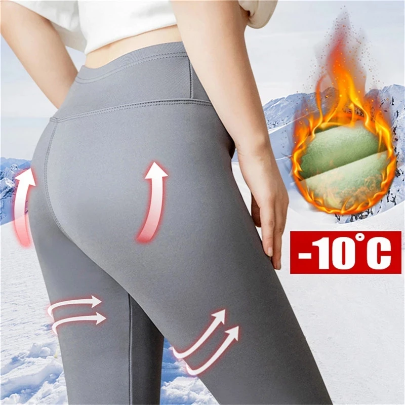 Inverno a vita alta sport velluto addensare pantaloni di squalo Leggings caldi in pile senza cuciture