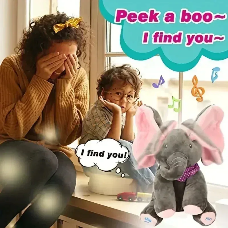 Peekaboo Elephant Electric Plush Toy Baby Hide-and-seek Game Cute Elephant Toy Sing Interactive Musical Toys Appease Baby Gifts