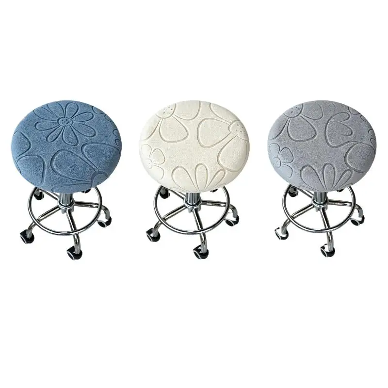 1Pcs Thickened Stretchable Round Chair: Cover Elastic Bar Stool Solid Color Washable Cushion