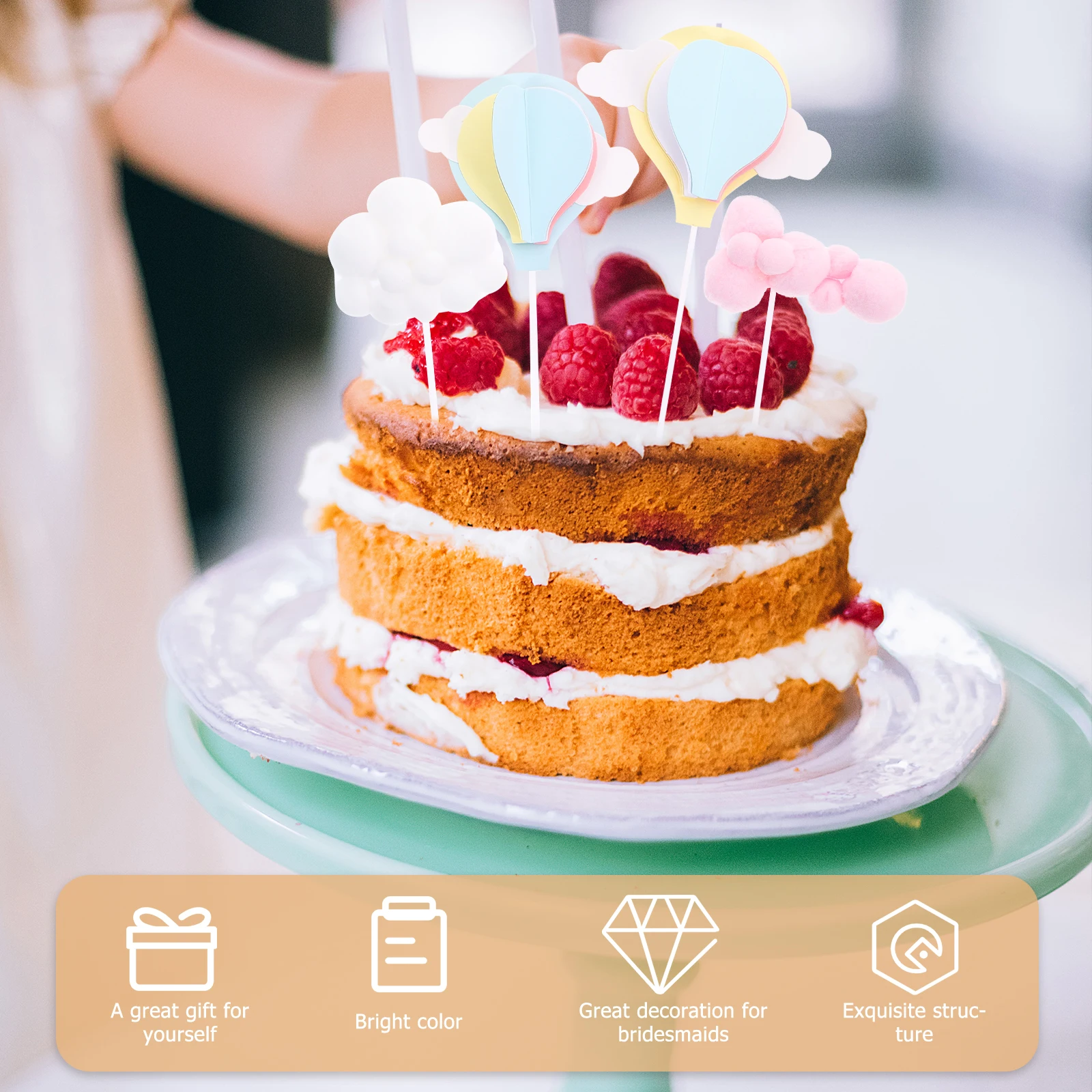 

6 Pcs Hot Air Balloon Cloud Decoration Cupcake Decorations Toppers Dessert Birthday