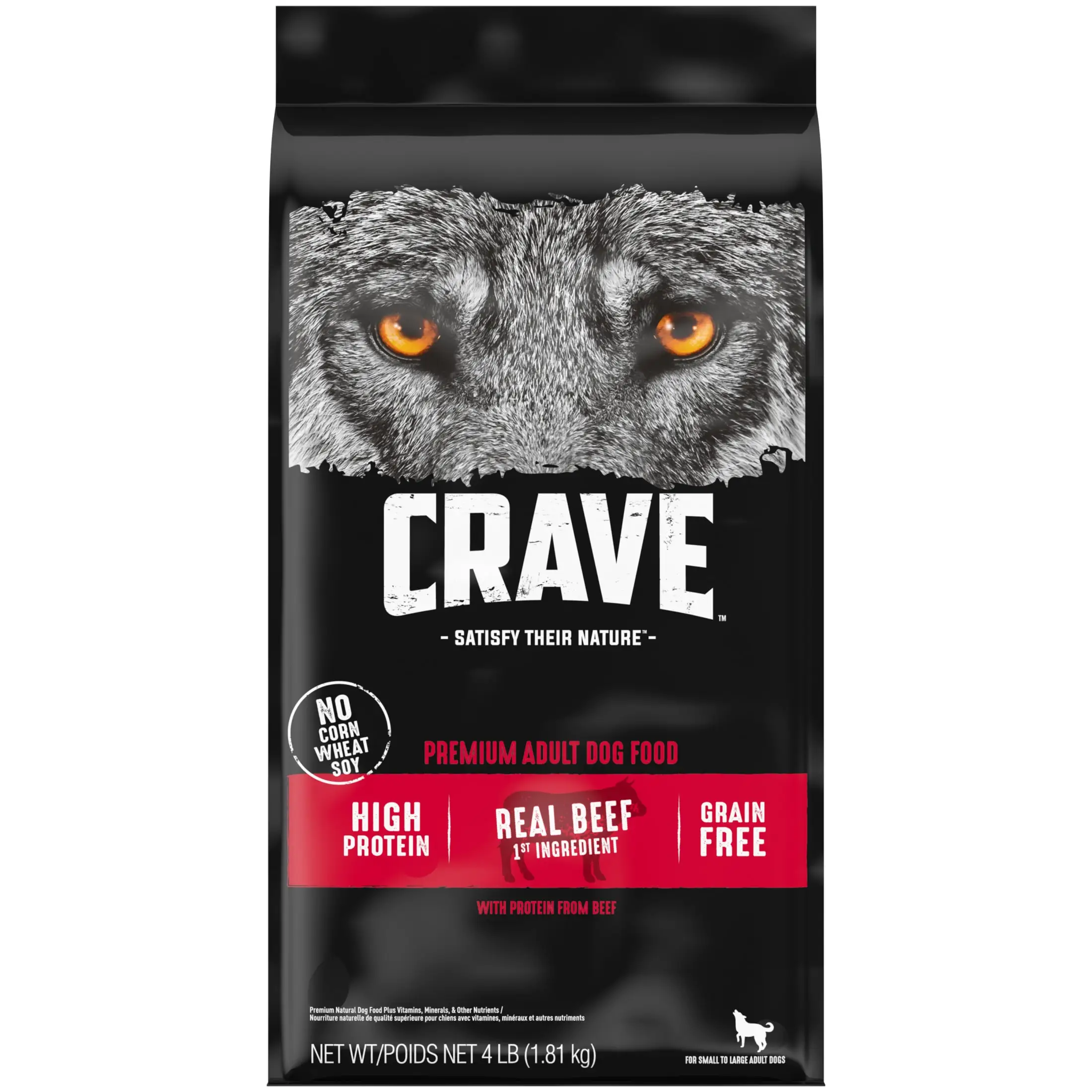 Grain Free Adult Dry Dog Food Made with Beef Protein 4 Lb Bag