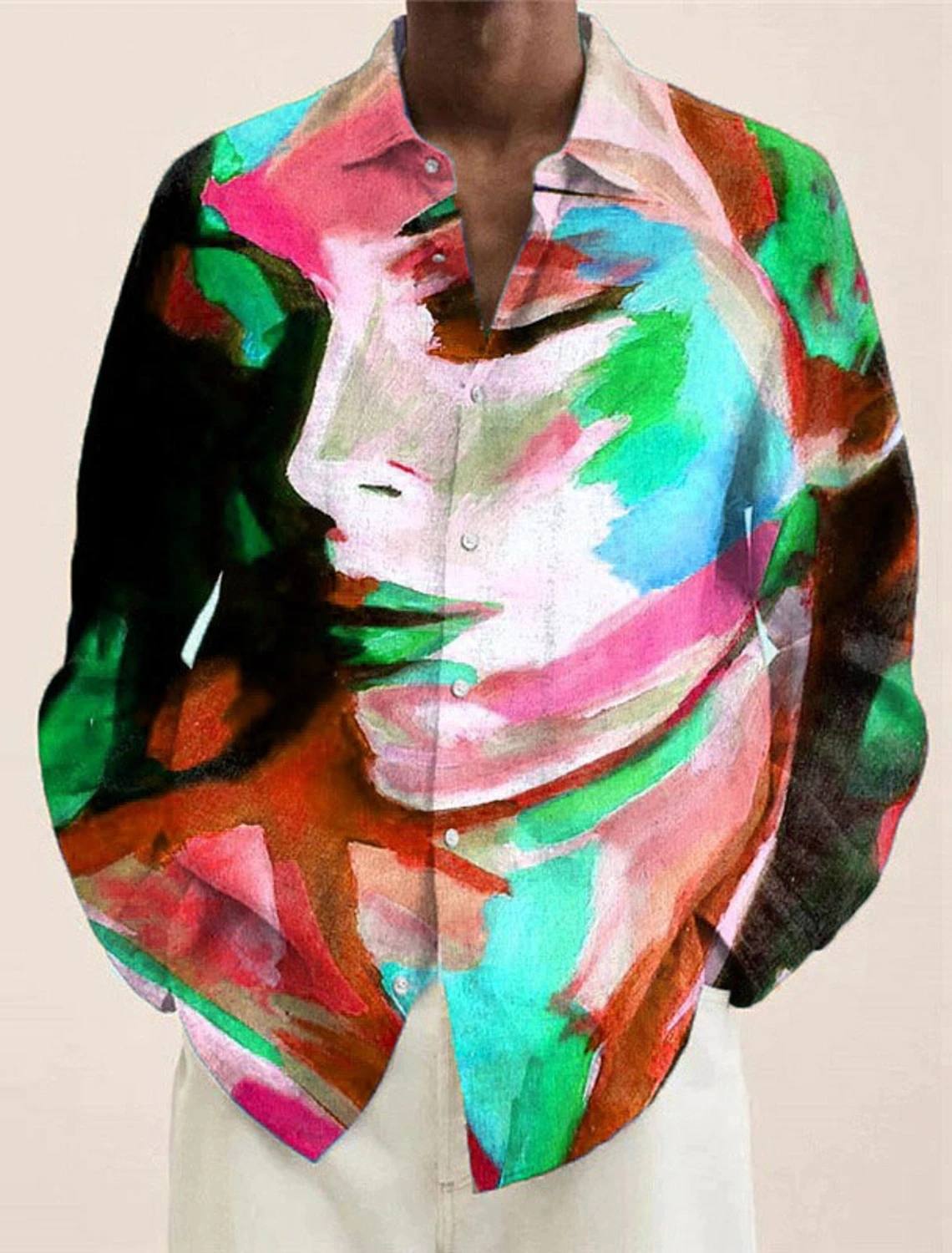 

Мужская рубашка с художественной росписью, рубашка на пуговицах с длинным рукавом, деловая повседневная вечеринка, повседневная рубашка для отдыха, осень, зима, весна, лето, лацкан