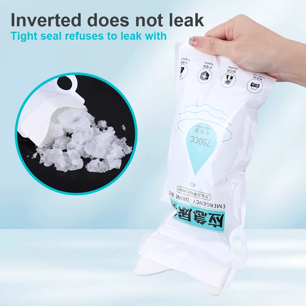 750ml Disposable Urinal Bag Outdoor Emergency Urinate Bags Leakproof Portable Urine Bag Self Sealing for Traffic Jams