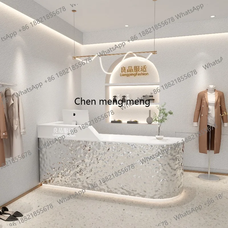 Light luxury women's clothing store bar checkout page table beauty salon small store simple modern front desk