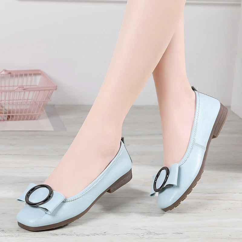 2022 Spring and Autumn New Pointed Toe Shallow Mouth Square Heel Small Leather Shoes Women's Casual Elegant Fashion High Heels