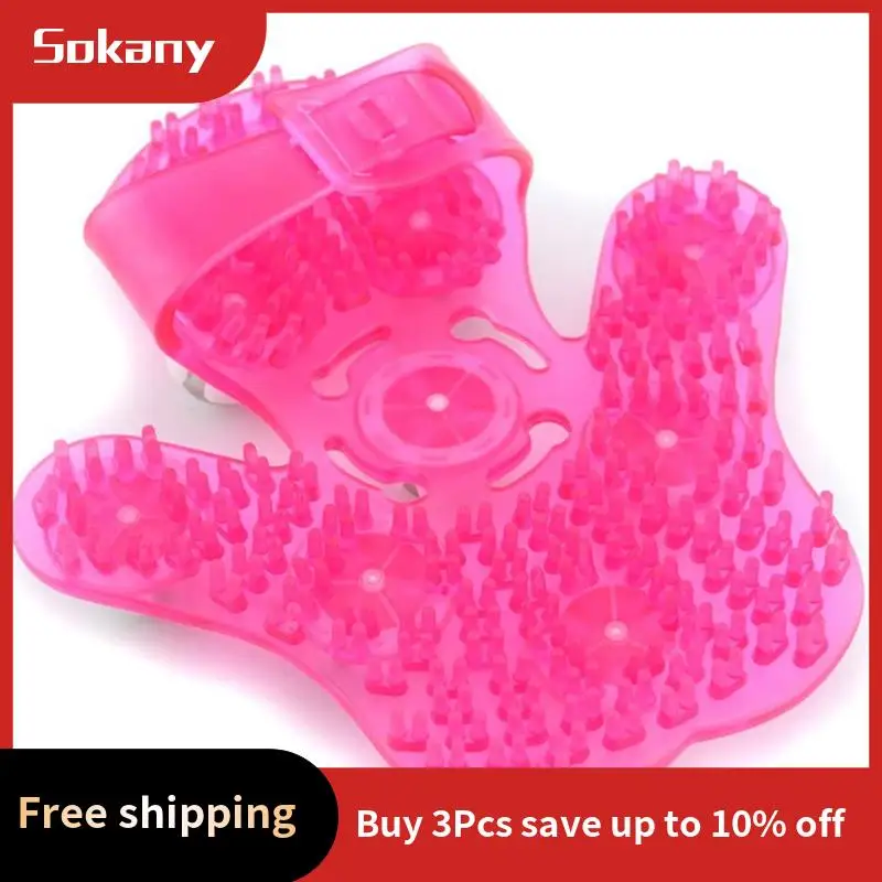 

HIM-Palm Shaped Massage Glove Body Massager With 9 360-Degree-Roller Metal Roller Ball Beauty Body Care (Pink)