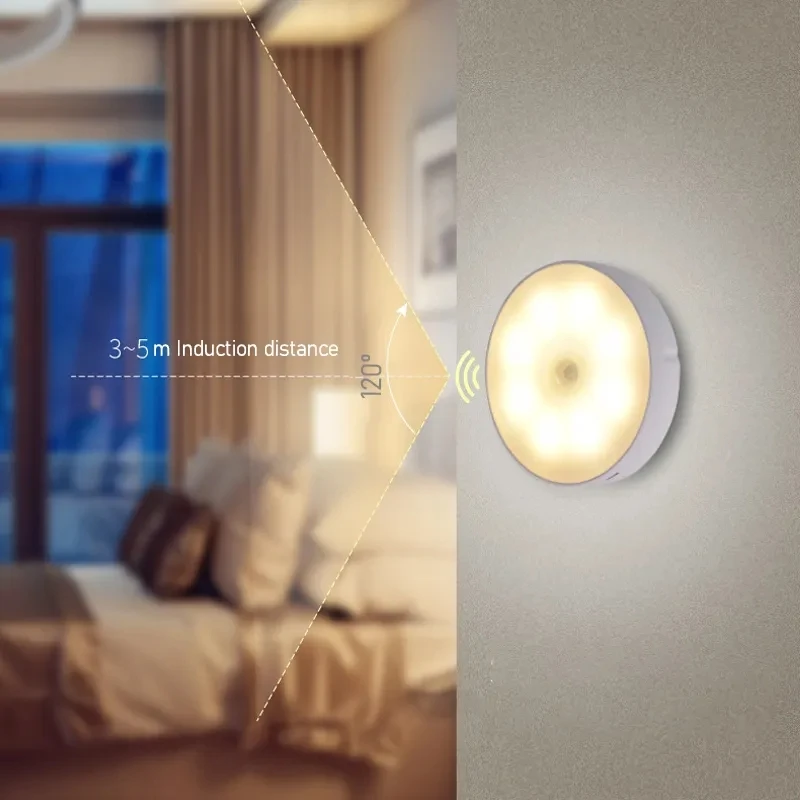 LED Night Lights for Bedroom Motion Sensor Night Lamp Kids Gift USB Charging Human Body Sensing Wireless Magnetic Night Light