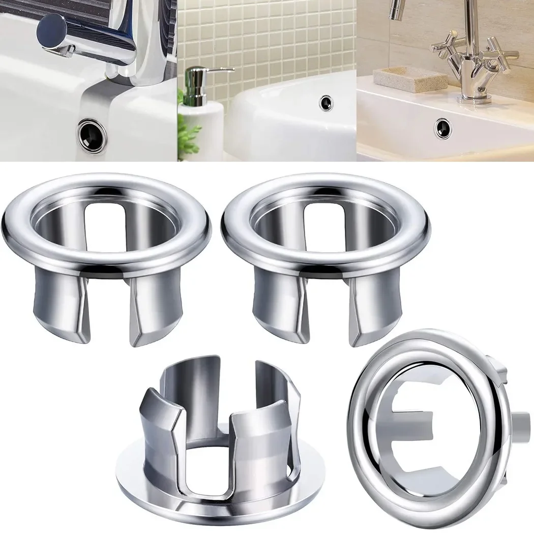 1/2/4PCS  Bathroom Hole Washbasin Trim Sink Overflow Cover Ring Insert Replacement Chrome Hole Round Drain Cap Accessory