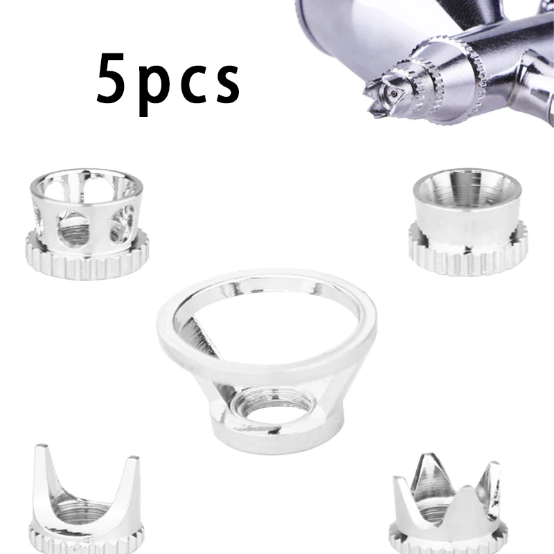 Airbrush Nozzle Needle Cap Accessories Normal/Crown/Tomahawk/Splatter Replacement Tool 5 Different Nozzle Cover Cap for Airbrush