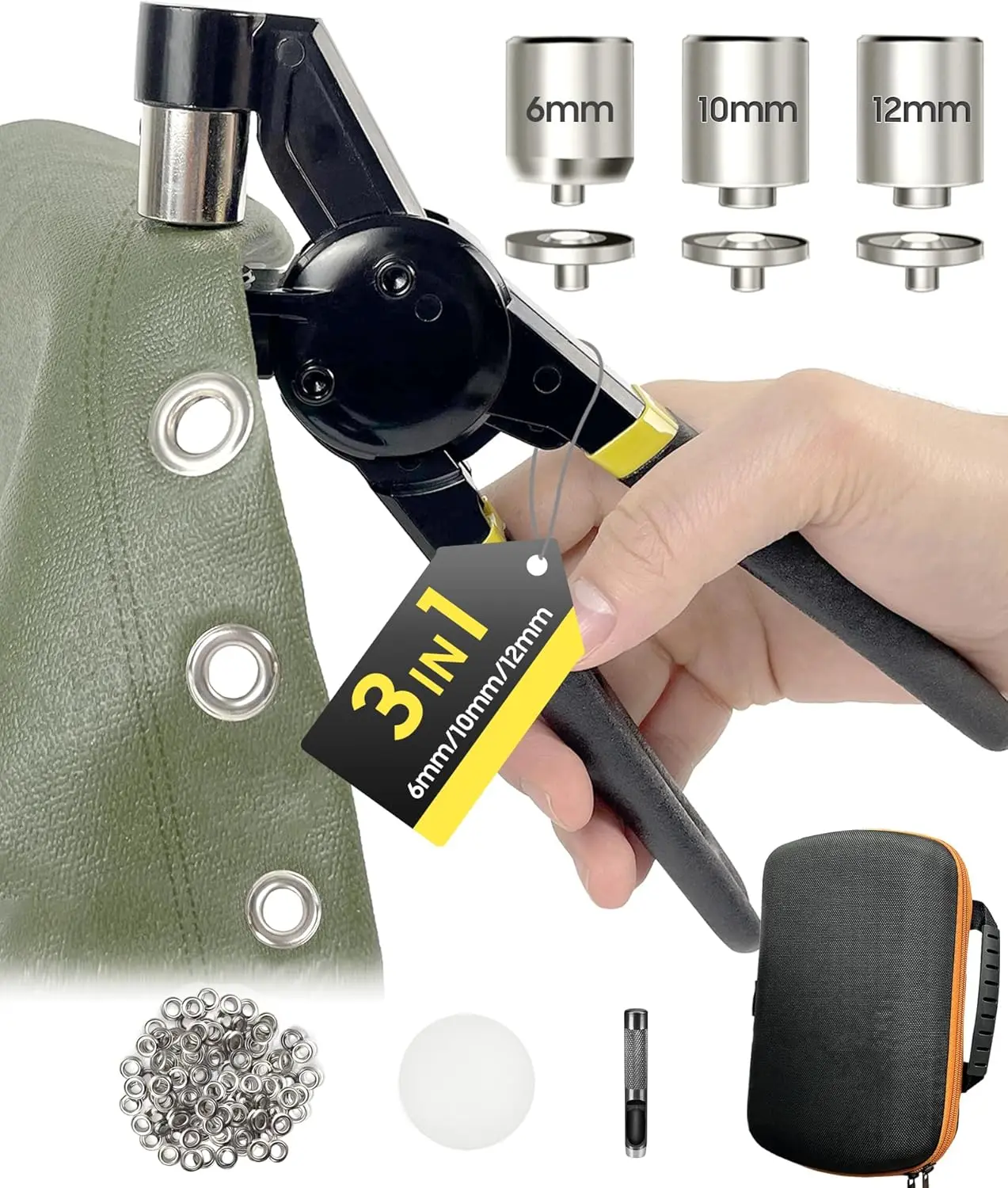 

Набор инструментов для установки люверсов разных размеров с 608 прочными люверсами для тентов, тканей, кожи, палаток