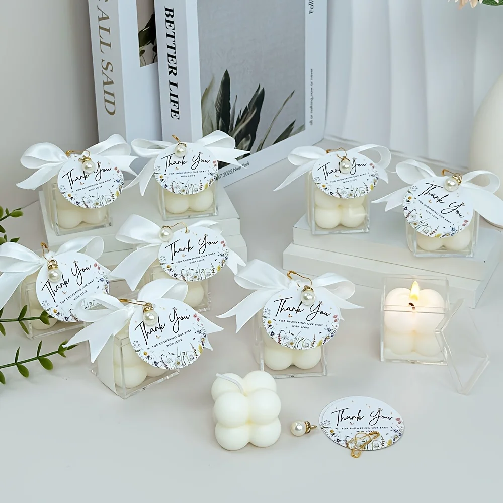 10/20 juegos de velas de burbujas perfumadas únicas, elegantes velas de cera de soja con cinta, etiqueta para regalos de Baby Shower, fiestas, decoraciones para el hogar