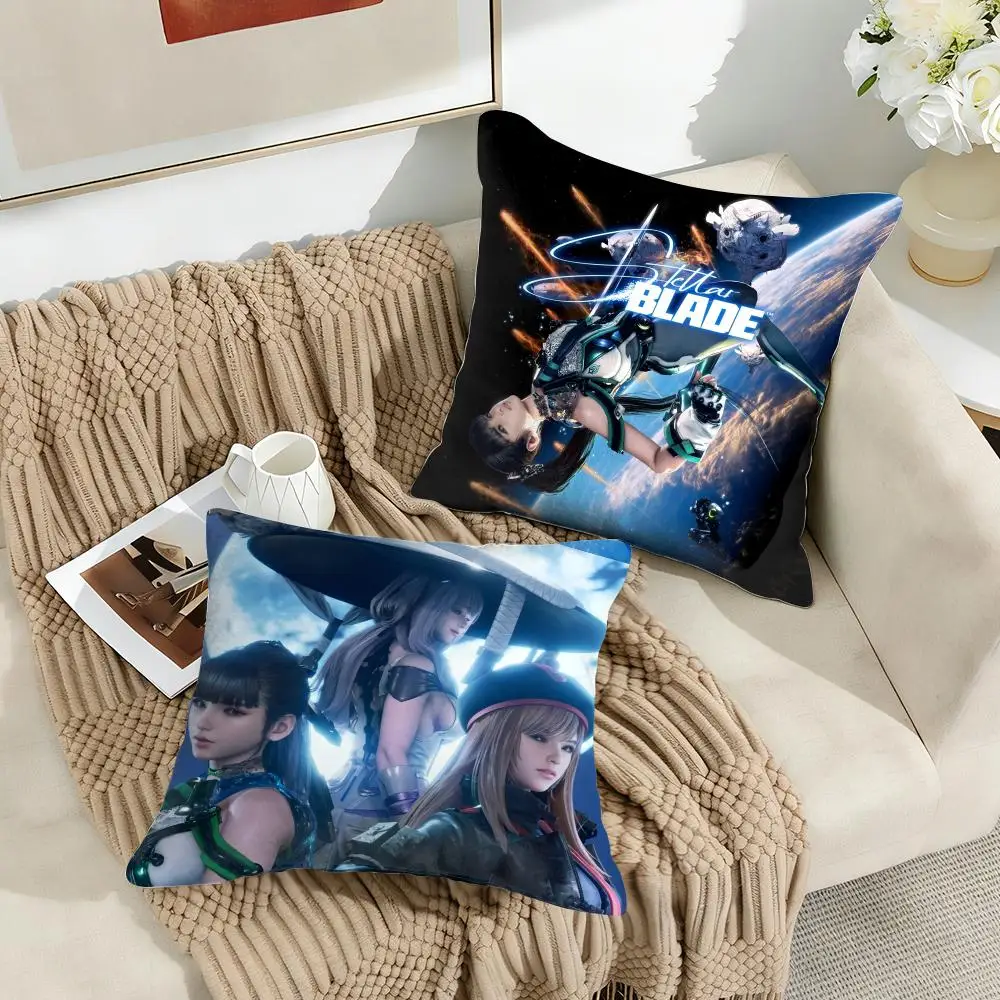 Stellar B-Blade game Cushion Cover Silky Short Plush Invisible Zipper Dustproof Sofa Pillow Case for Home Decor