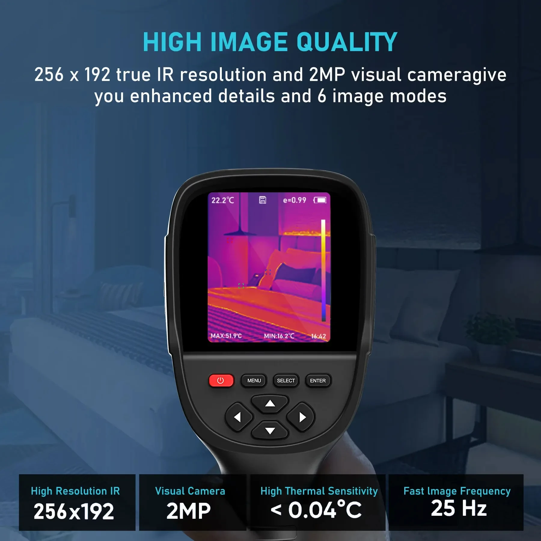 GW256 Thermal Imaging Camera for Water Pipe Leak and Power Electrical PCB Test 256*192 Handheld Thermal Imaging Cameras