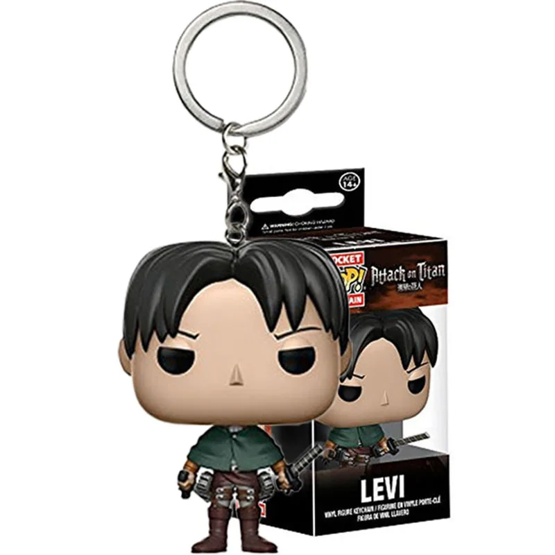 funko Anime Attack on Titan Levi Action Figure Keychain Pocket Toys Animation Attack on Titan Anime Figuras Dolls Keyring