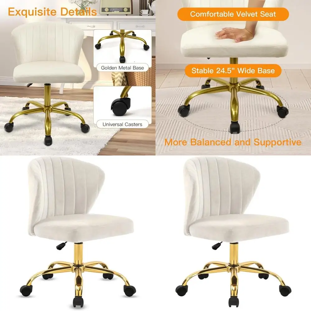 

Эргономичное поворотное кресло для туалетного столика с регулировкой высоты, мягкое и комфортное, для домашнего офиса, спальни, гостиной, белое