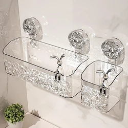 Bathroom Shelf Wall Mounted Non Perforated Suction Cup Storage Basket With Glacier Pattern For Home Storage Products