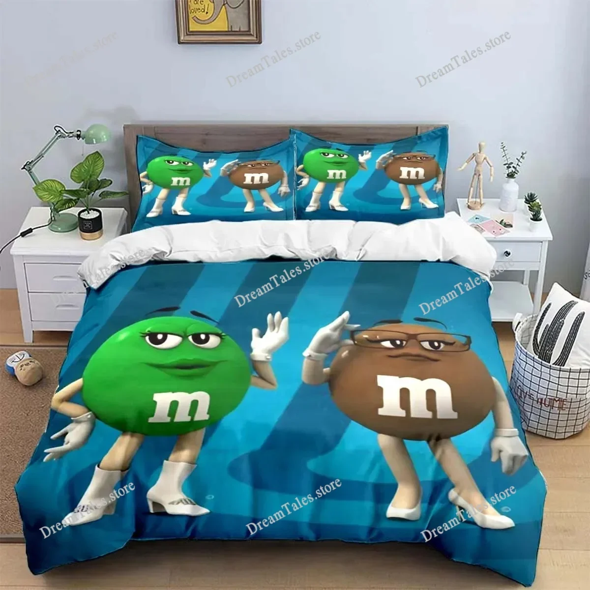 M&M Chocolate Logo Bedding Set Duvet Cover 3d Bedding Fashion Design Decoration King Duvet Cover Set Double Bed Set Bedding Sets