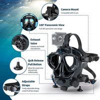 SMACO Full Face Diving Mask with Camera Mount, Full Face Snorkel Mask for Adults Compatible with Above 1L Scuba Diving Tank,