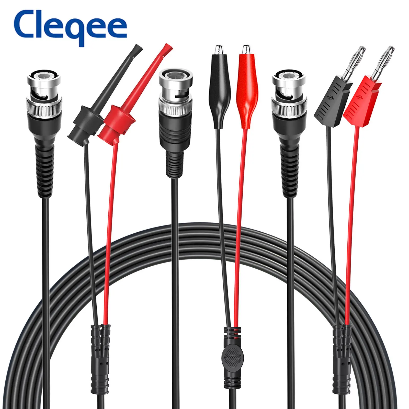 Cleqee P1197B BNC Test Lead Kit Test Hook Alligator Clip 4mm Banana Plug to BNC Q9 Male Plug Cables Oscilloscope Probes Wire Set