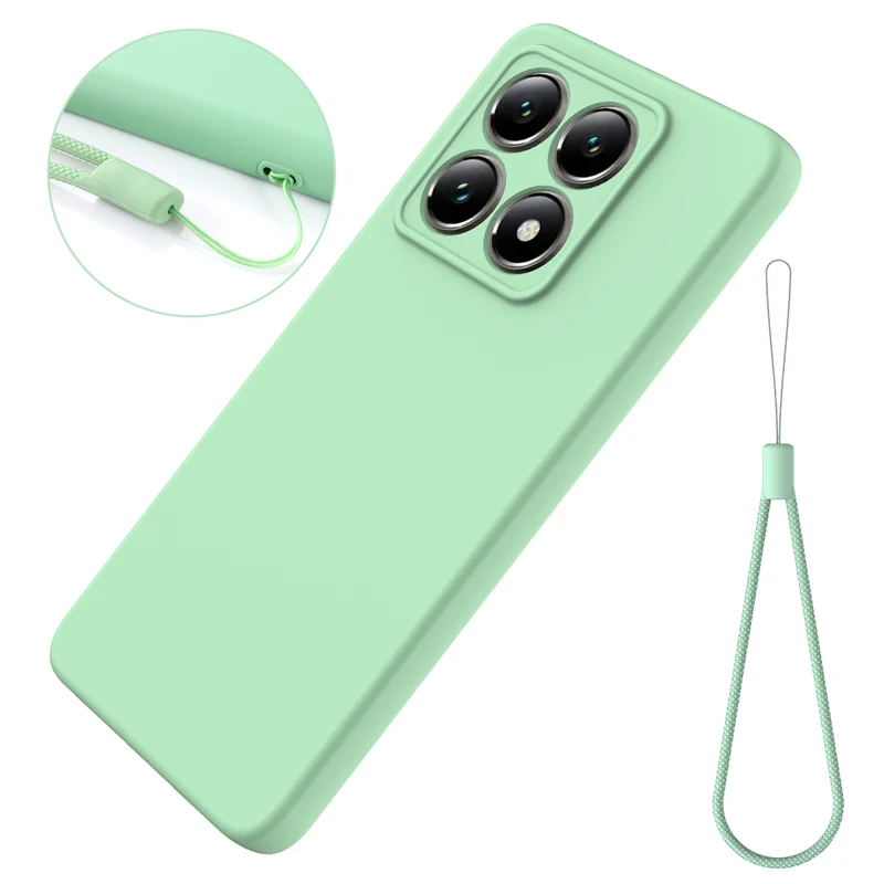 For Xiaomi 14T Pro,14T Case Soft Premium Liquid Silicone Case with Flocking inside Cover with Strap for Xiaomi Mi 14 T