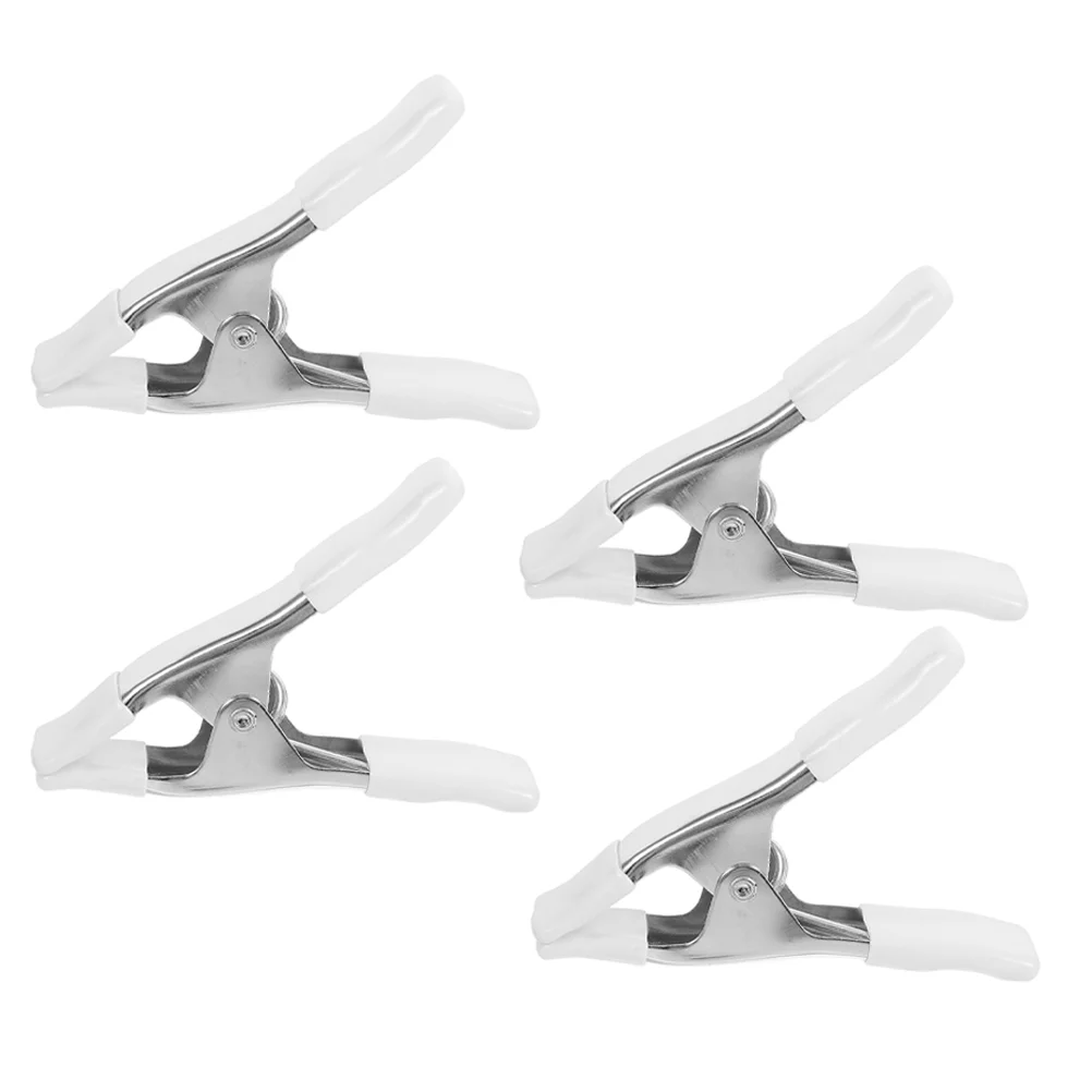 4 Pcs Spring Clip Heavy Duty Clamp Folder Clips Chrome Small Clamps for Backdrop Stand