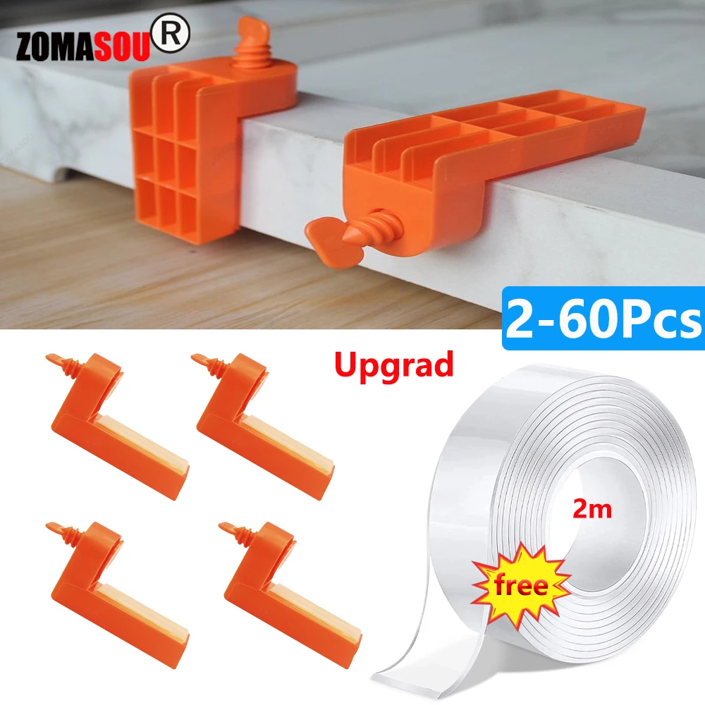 2-60Pc Male Angle Tile Leveling System Clips Spacers with Tape for Wall Floor Ceramic Fixing Laying Building Construction Tools