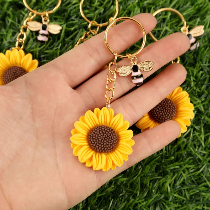「Walk towards the light」Sunflower3/6Keychain set Paired with English sunshine-themed cards Fresh and vibrant design Can be used