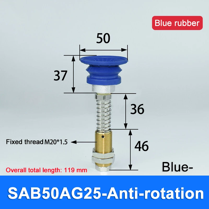 Manipulator Fixture Anti-rotating Suction Cup Seat Bracket SAB Robot Heavy Duty Rubber Silicone Vacuum Pad with Ribs M20 Thread