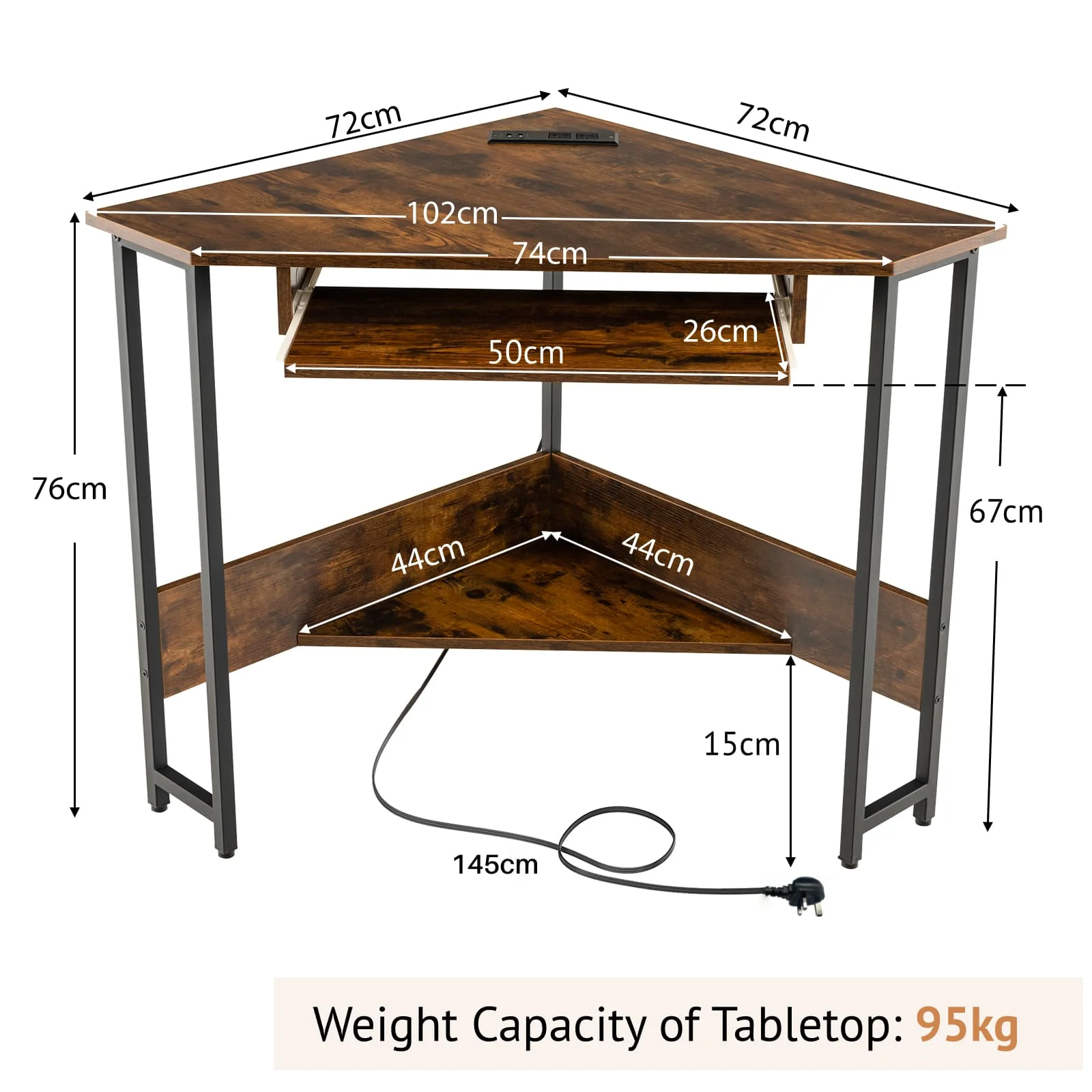 GOFLAME Corner Desk Small Computer Desk Triangle Laptop Workstation