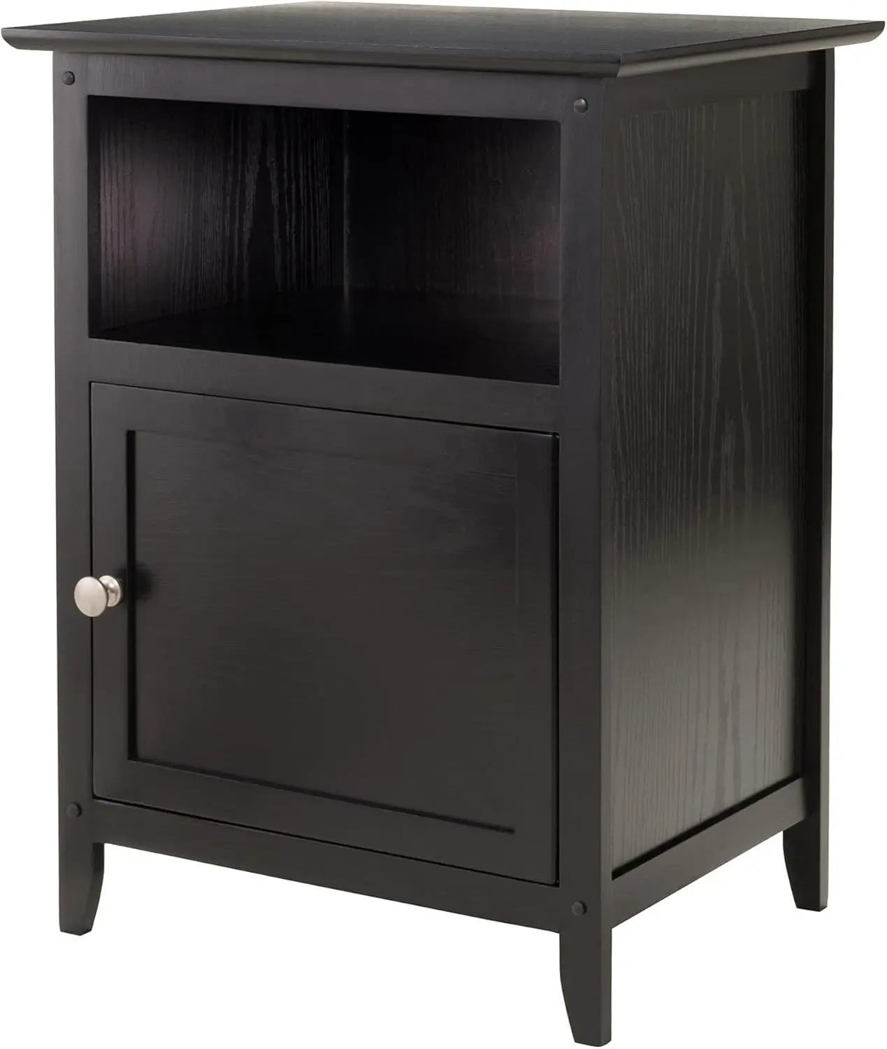 

Современная черная прикроватная тумбочка с местом для хранения, элегантный акцентный столик для спальни