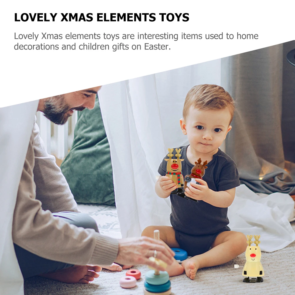 

3 Pcs Santa Toy Funny Wind up Christmas Kids Party Favors Toys Lovely Gifts Clockwork Accessories Household Plastic Children