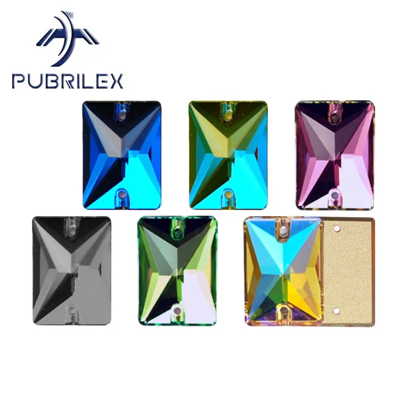 Pubrilex Rechteckige Kristall-Strasssteine zum Aufnähen, Flache Diamanten für Handarbeiten und Hochzeitskleid-Dekoration – Detail 2