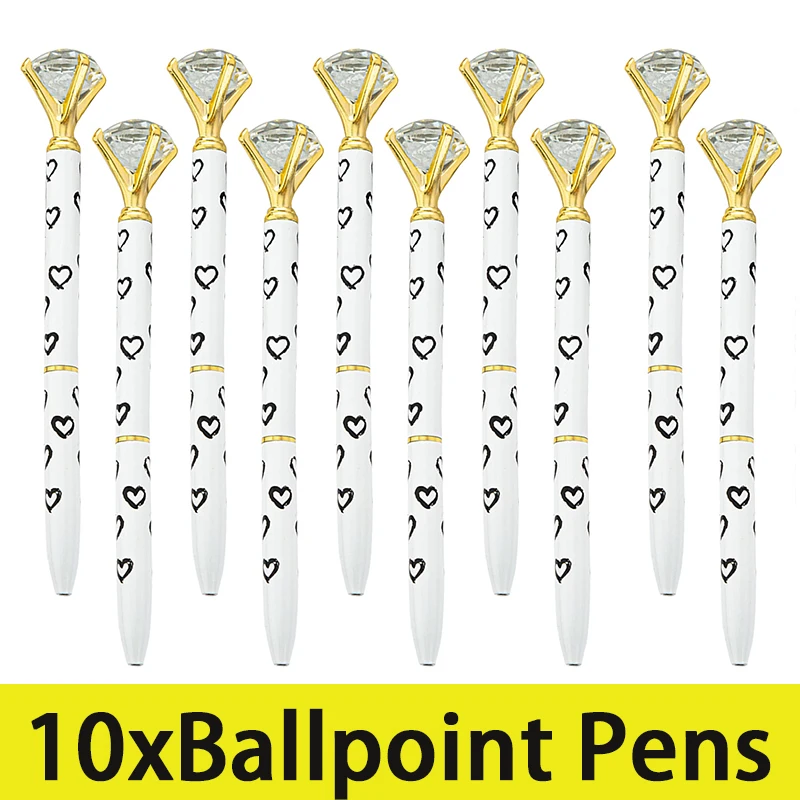 

10Pcs Pretty Pens Cute Ballpoint Pen School Office Supplies Metal Pens for Journaling Crystal Diamond Pen for Wedding