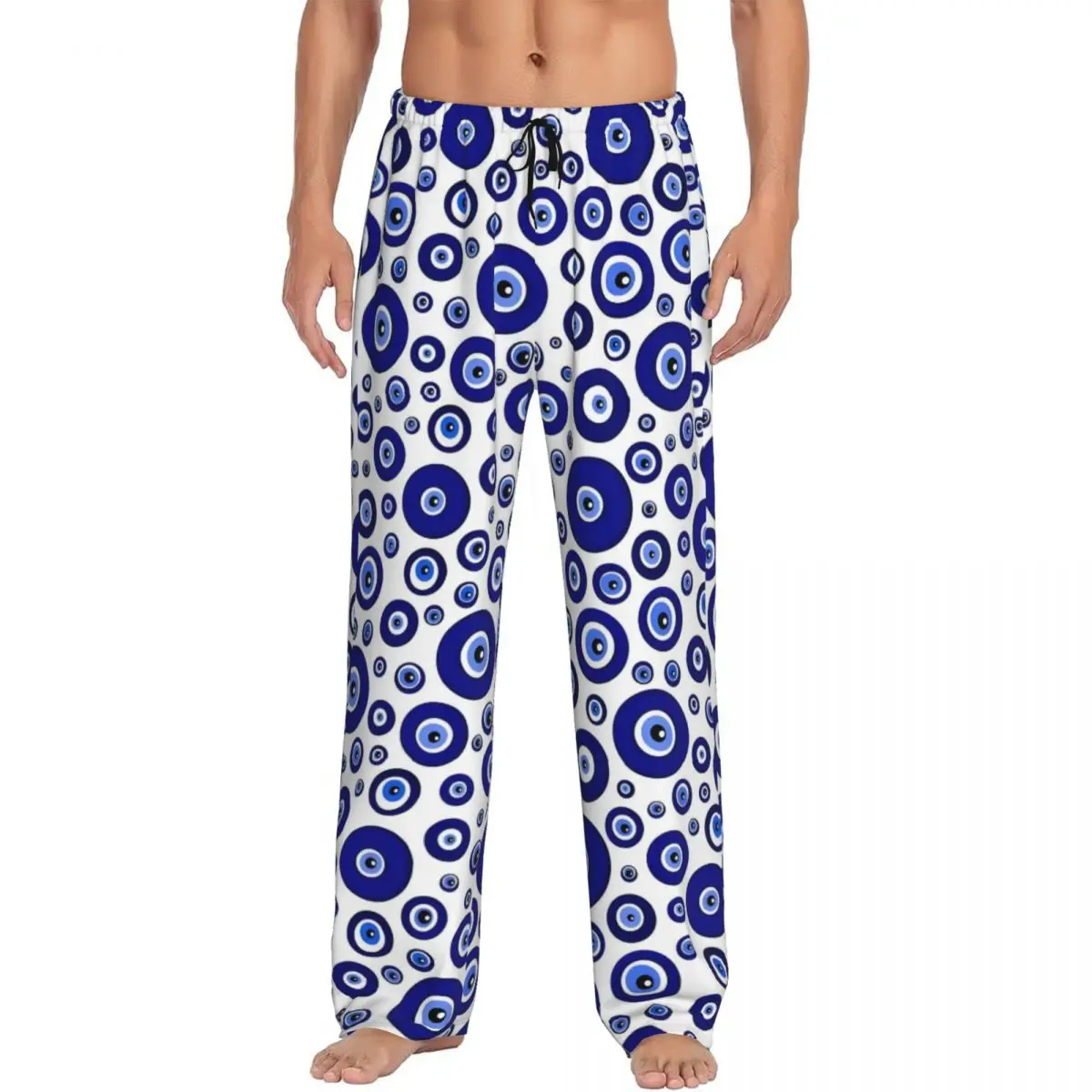 

Custom Nazar Evil Eye Pajama Pants Sleepwear Men's Elastic Waistband Symbol Amulet Sleep Lounge Bottoms with Pockets