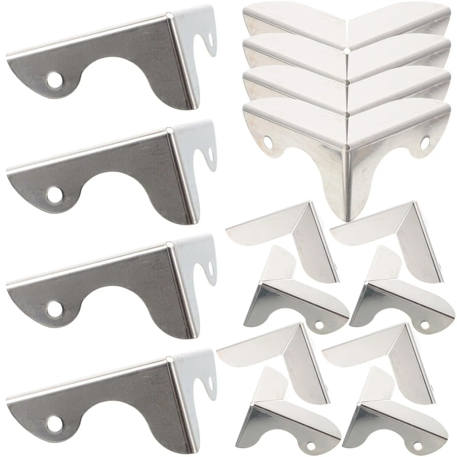 

16 Pcs Anti collision Corner Protectors Silver Nickel Plated Box Guard Decorative Brackets Child Safety Edge Cover Furniture