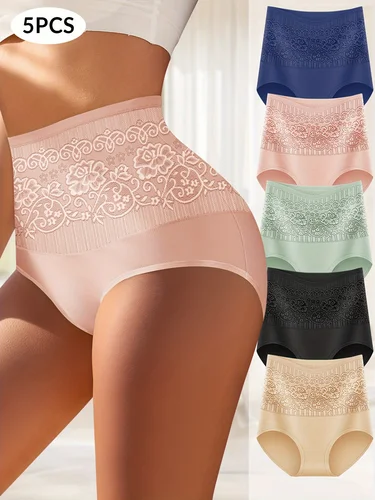 Bragas de cintura alta para mujer, pantalones triangulares de algodón con cordón, cómodos y transpirables, 5 pares