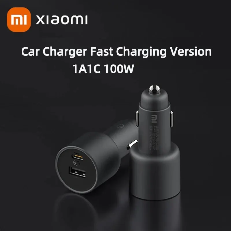 Xiaomi Mi Car Charger 100W MAX 1A1C Fast Charging Dual-port USB-A USB-C Smart Device Fully Compatible With Light Effect Display 