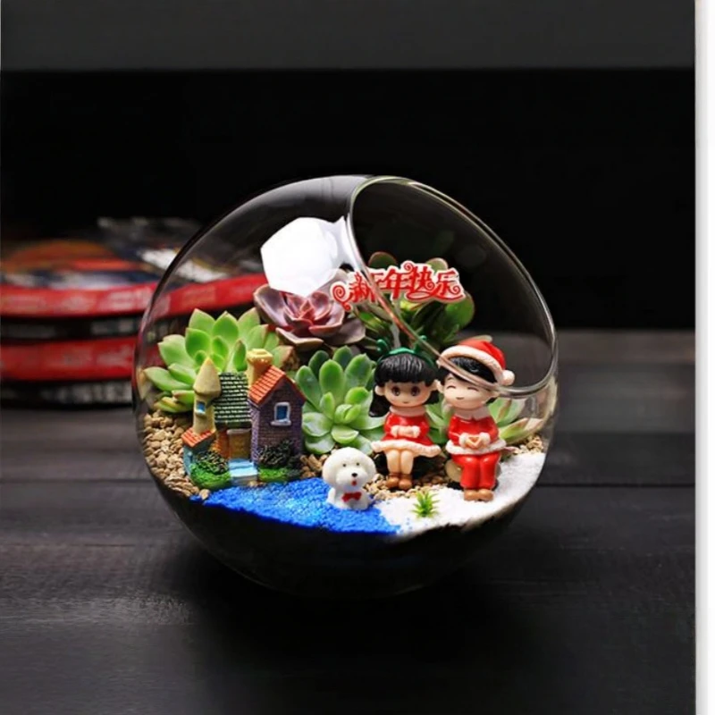 Diameter=20cm Big Size Side Open Glass Terrarium Vase Home Decoration Creative Aquarium Fishbowl House Ornament Friend Gift