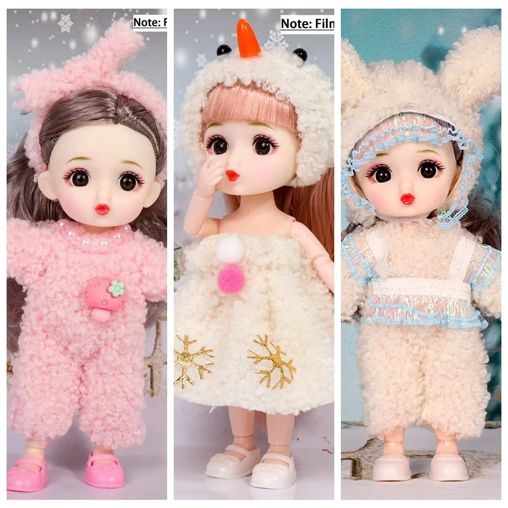 Full Set Doll Big Eyes 16cm BJD Doll 1/12 Scale Movable Cute Face BJD Doll Sweet 16cm Figure Bjd Mini 16cm Doll Diy Gifts