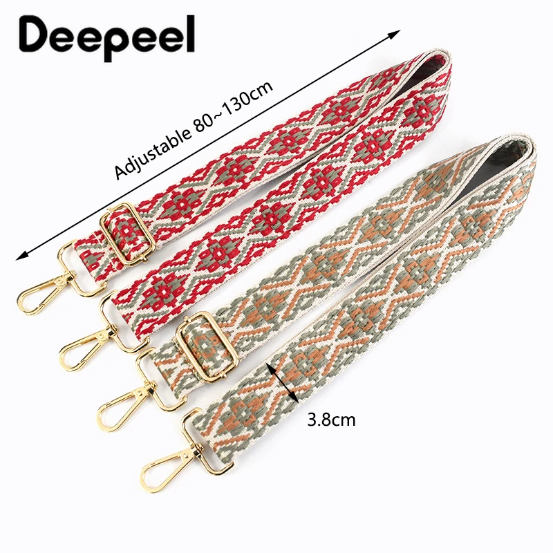 Deepeel 3.8cm Ethnic Style Wide Shoulder Strap Jacquard Bag Accessories Adjustable Women\'s Crossbody HandBag Replacement Straps