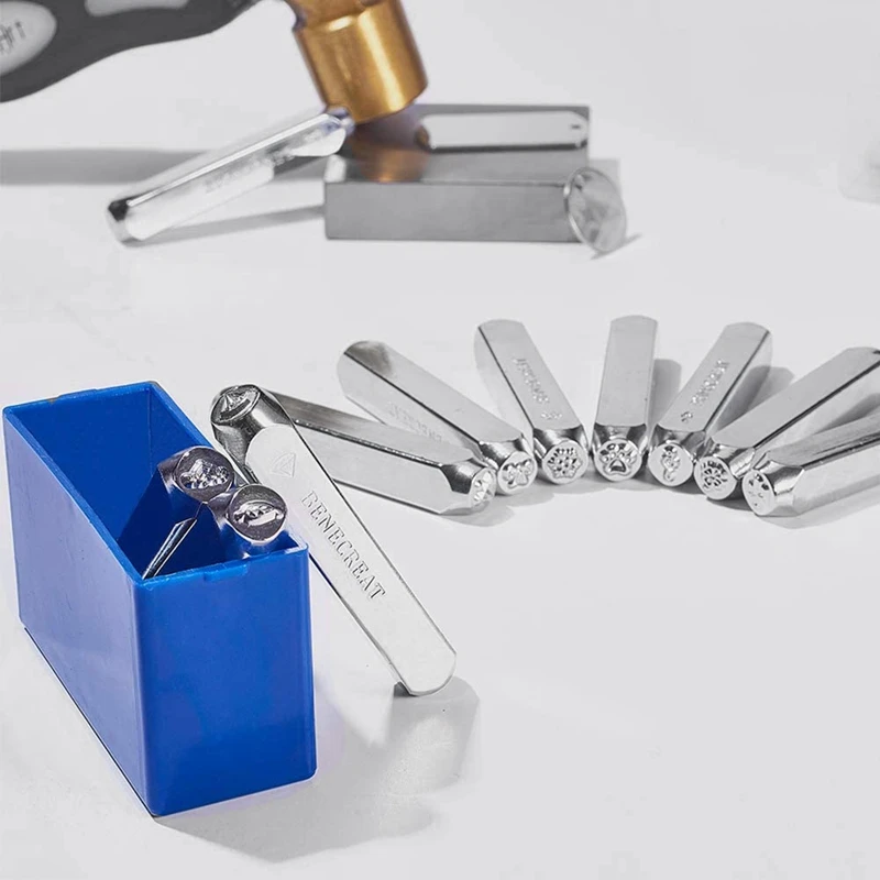 Metal Stamp Punch Tool, Símbolo de alumínio, Perfuração de couro, Ferramentas de selos, Artesanato para estampagem, 12 Padrões, 6mm