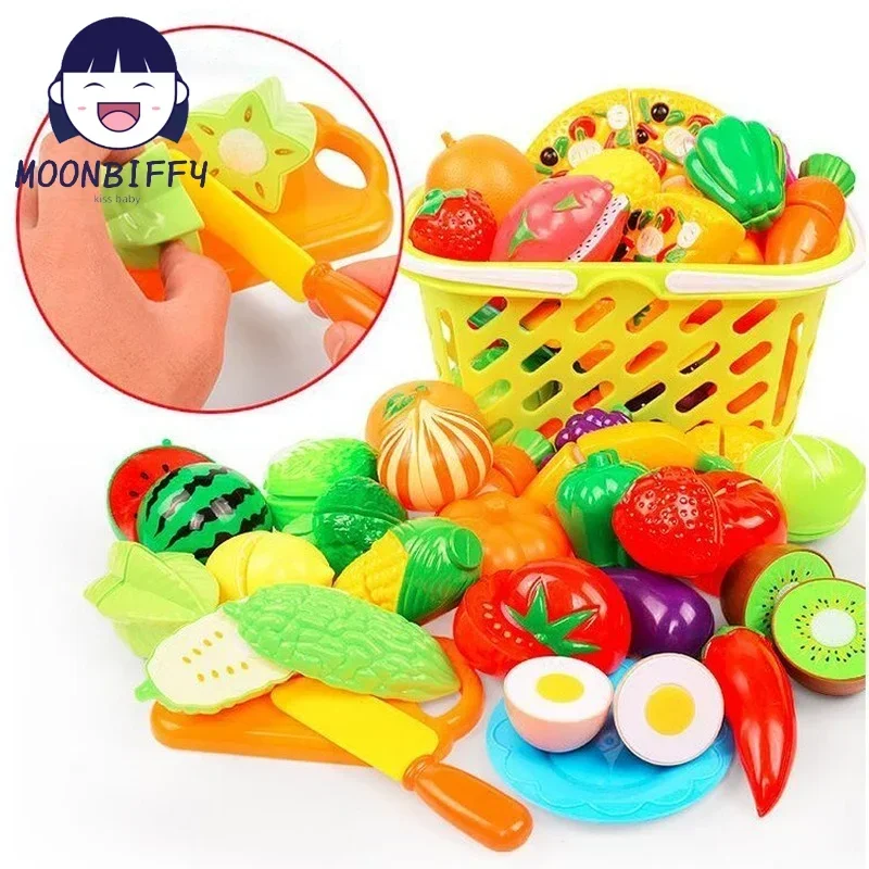 10 Pcs/Set Random Kids Simulation Kitchen Toy Classic Fruit Vegetable Cutting Educational Montessori Toy for Children Gift