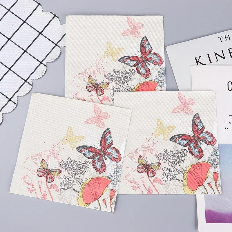 مناديل ورقية مطبوعة بلون الفراشة ، مطعم ، فندق ، مقهى ، لب خشب أصلي للحفلات ، درجة طعام ، جديد ، 2 رقائق ، 20 لكل عبوة #4