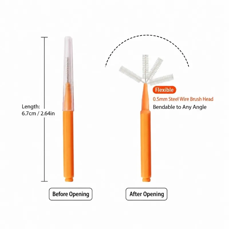 Portable Disposable Interdental Brush 30 Pcs Steel Wire Orthodontic Tooth Gap Cleaner Oral Hygiene